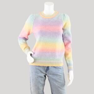 Charter Club Pastel Rainbow Ombre Wool Blend Sweater NWT Women's Medium